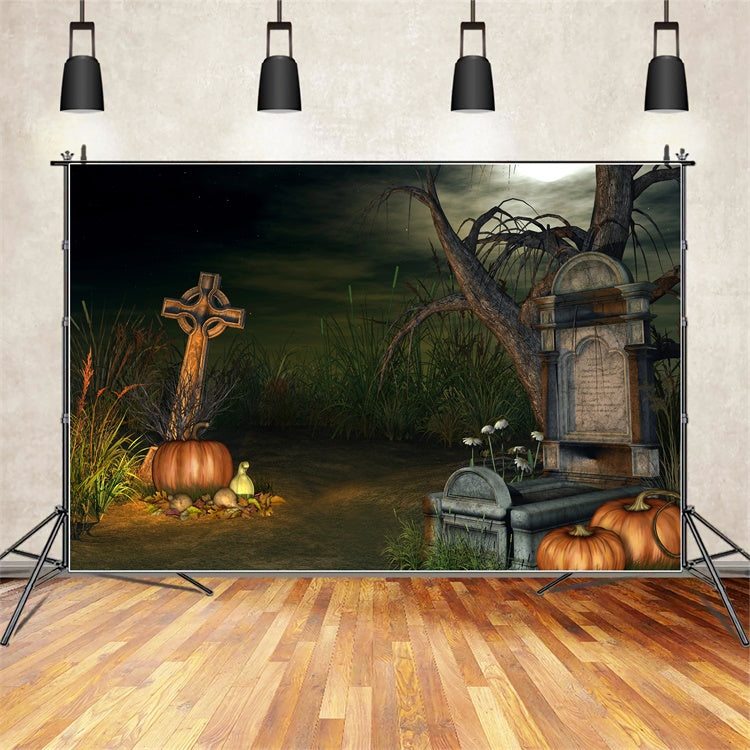 Sarg Backdrop Halloween Friedhof Creepy Pumpkins Backdrop BRP12-691