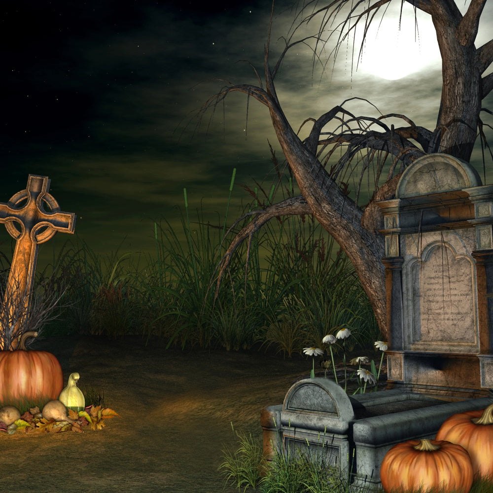 Sarg Backdrop Halloween Friedhof Creepy Pumpkins Backdrop BRP12-691