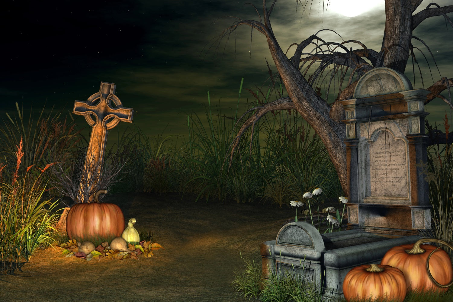 Sarg Backdrop Halloween Friedhof Creepy Pumpkins Backdrop BRP12-691