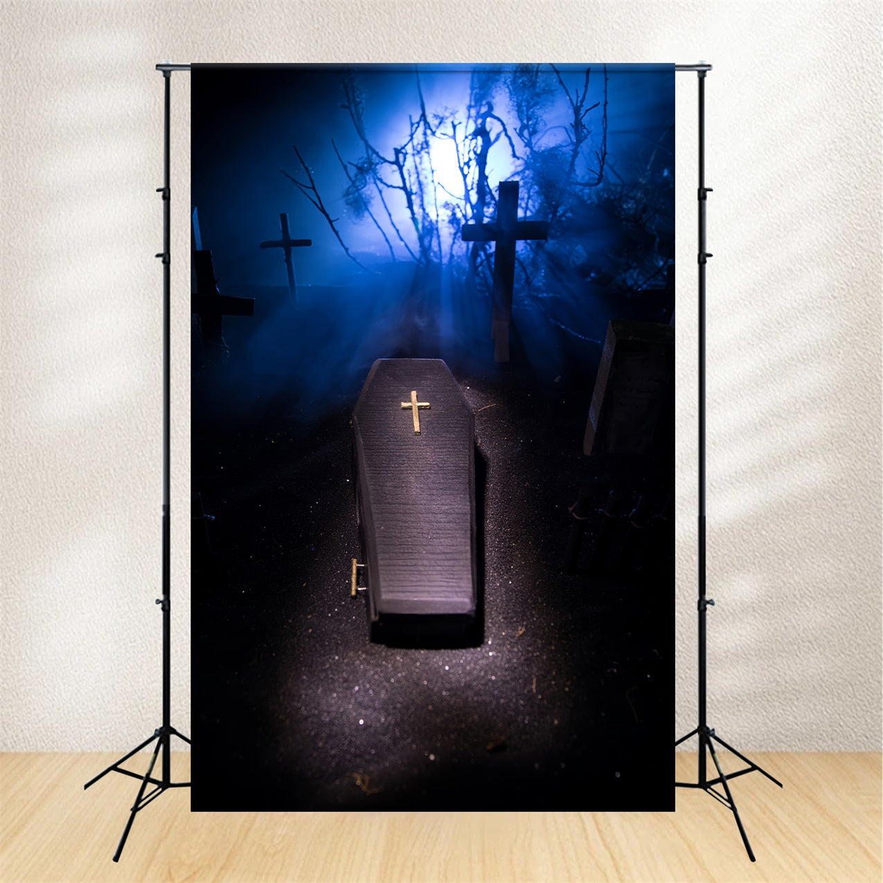 Sarg Backdrop Unheimlicher Sarg Blaues Licht Friedhof Backdrop BRP12-698