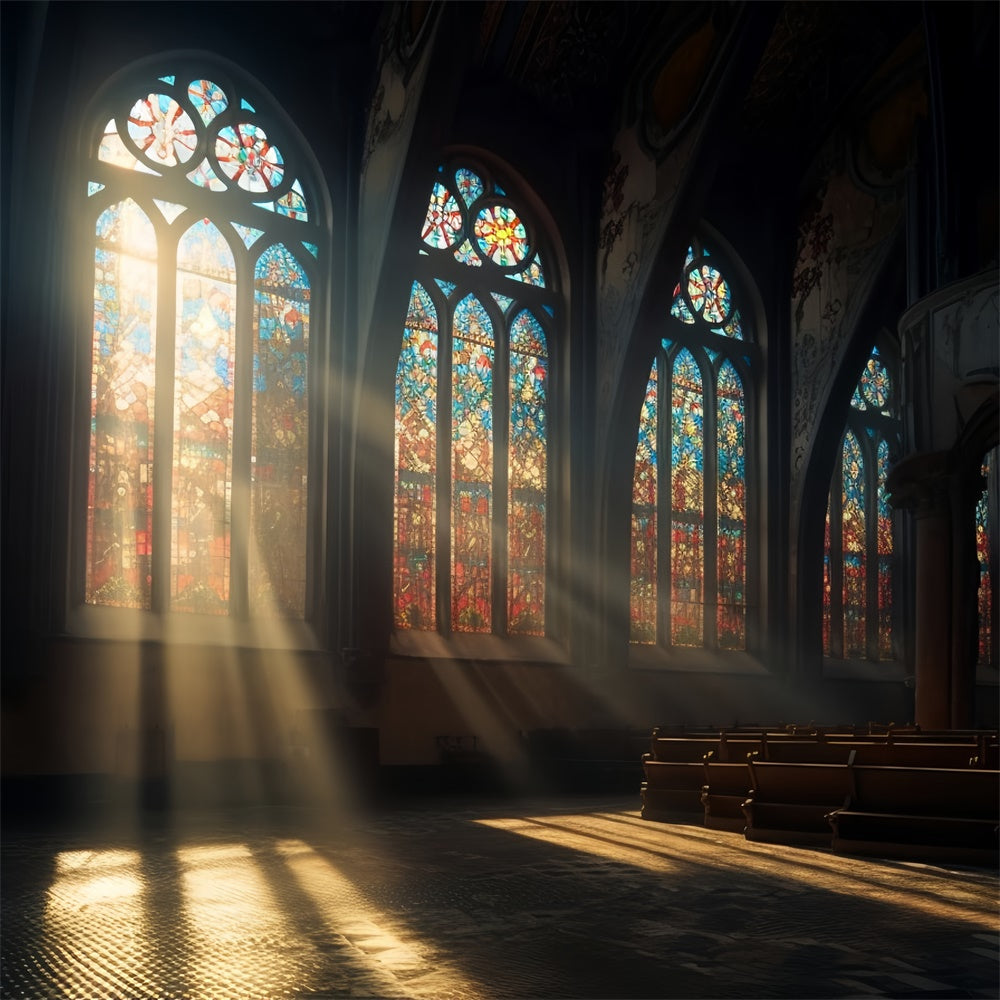 Kirche Fotohintergrund Gotische Glasmalerei Fenster Hintergrund BRP12-704