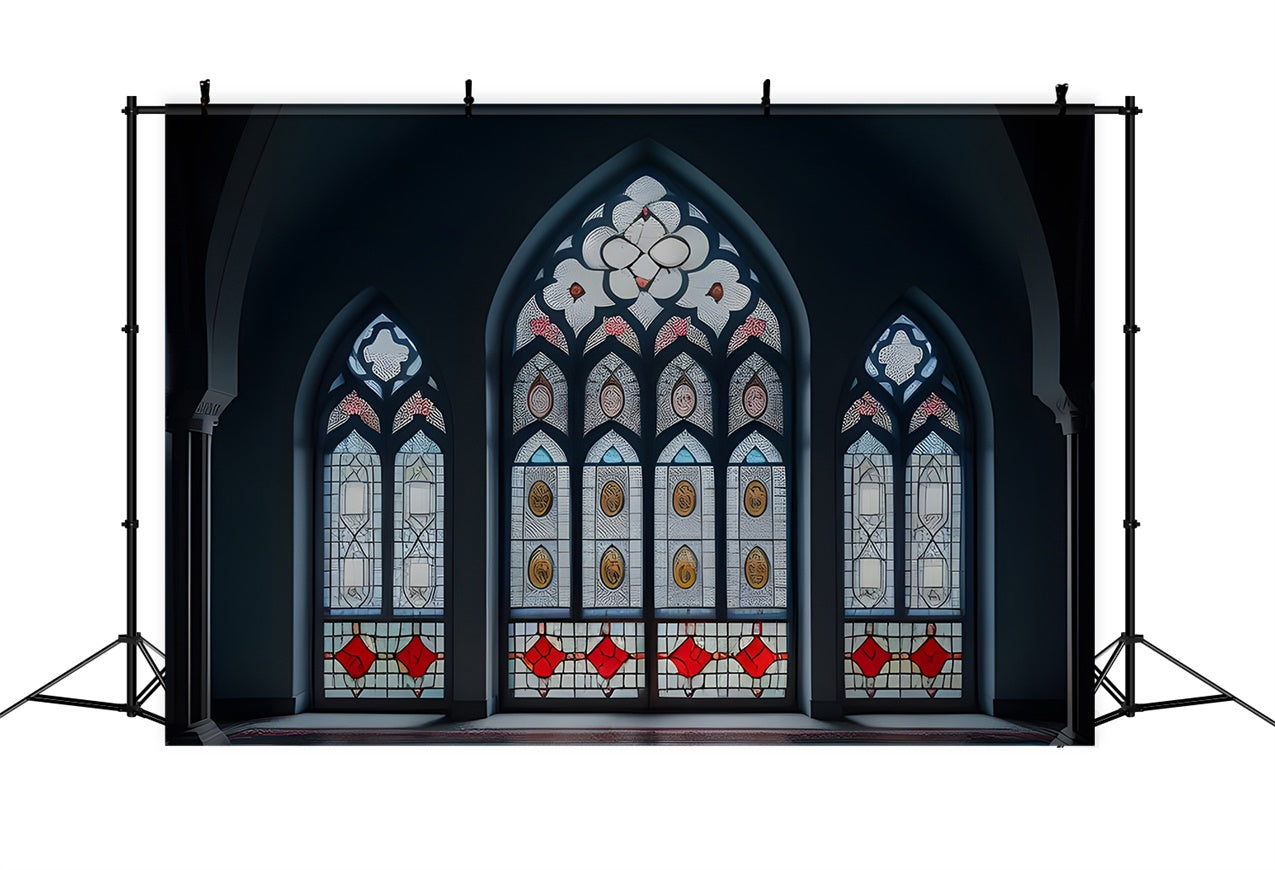 Kirche Backdrop Design Buntglas Bogenfenster Backdrop BRP12-708