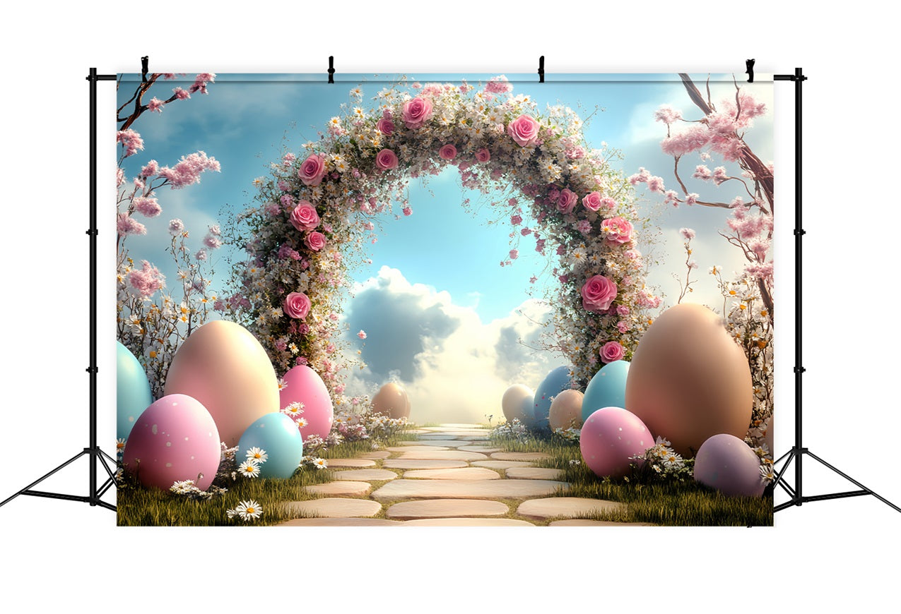 Ostern Hintergrund Ideen Rosa Rosen Gänseblümchen Ei Backdrop BRP12-722