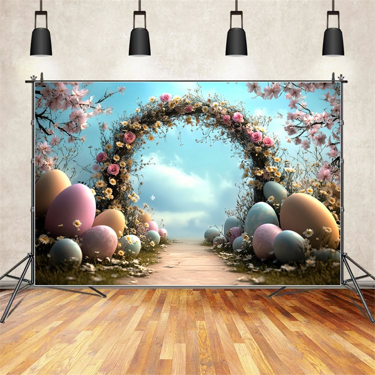 Ostern Fotohintergrund Verwunschener Frühlingsbogen Eier Hintergrund BRP12-723