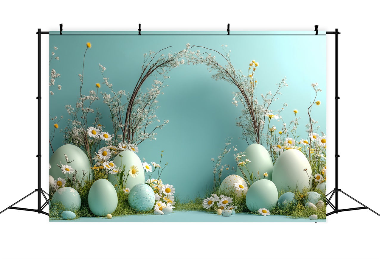 Ostern Fotografie Minimalistisch Gänseblümchen Ei Bogen Hintergrund BRP12-724