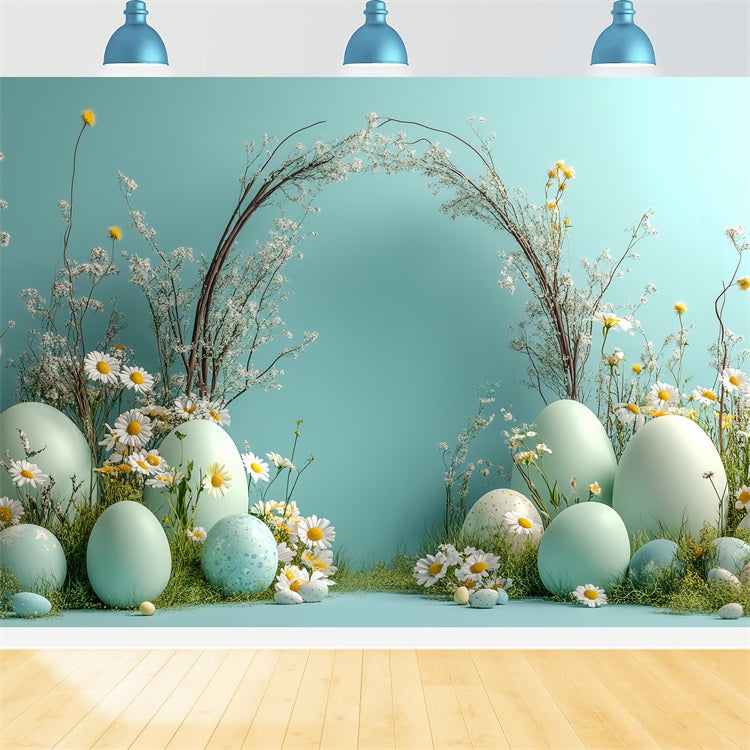 Ostern Fotografie Minimalistisch Gänseblümchen Ei Bogen Hintergrund BRP12-724