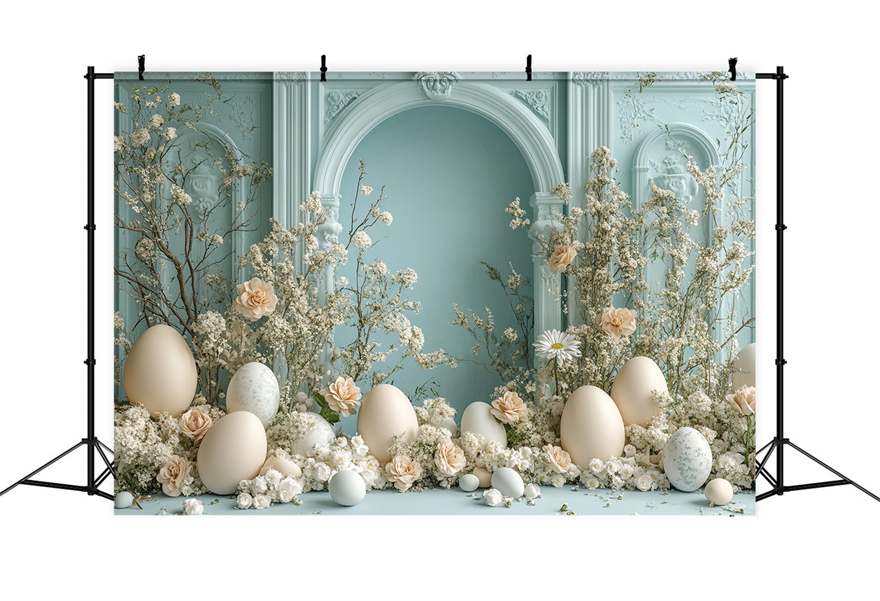 Fotohintergrund für Ostern Frühlingsblumenbogen Eier Hintergrund BRP12-725