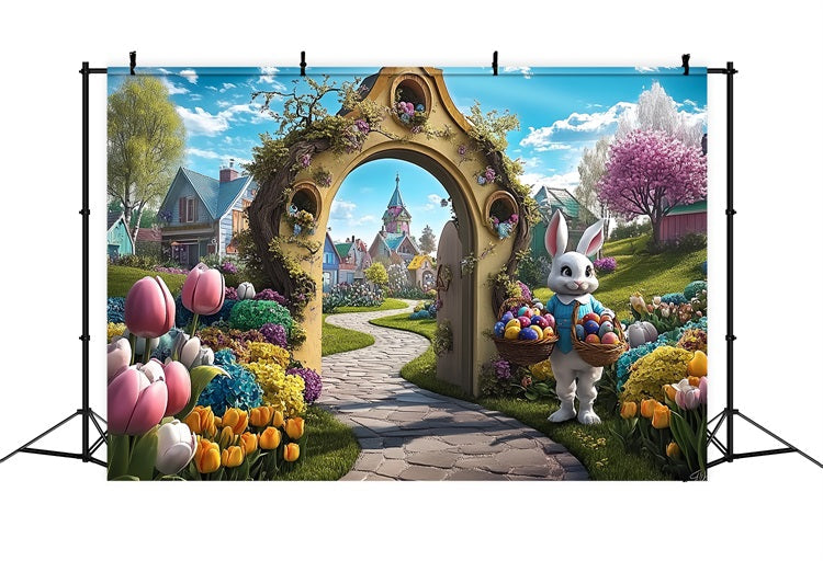 Ostern Fotohintergrund Bunny Village Pfad Bogen Hintergrund BRP12-738