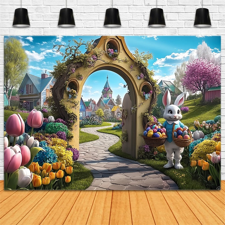 Ostern Fotohintergrund Bunny Village Pfad Bogen Hintergrund BRP12-738