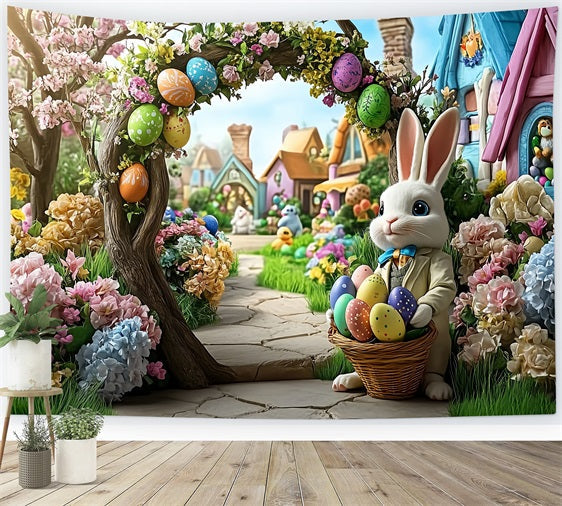 Ostern Backdrops Ideen Hasenbogen Blumengarten Backdrop BRP12-739