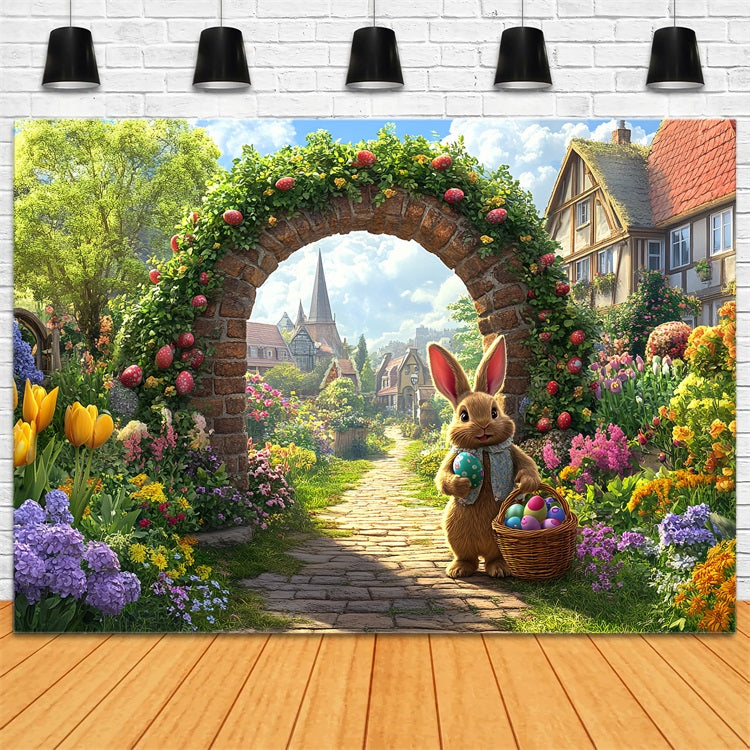 Fotografie Ostern Backdrop Bunny Egg Arch Path Backdrop BRP12-742