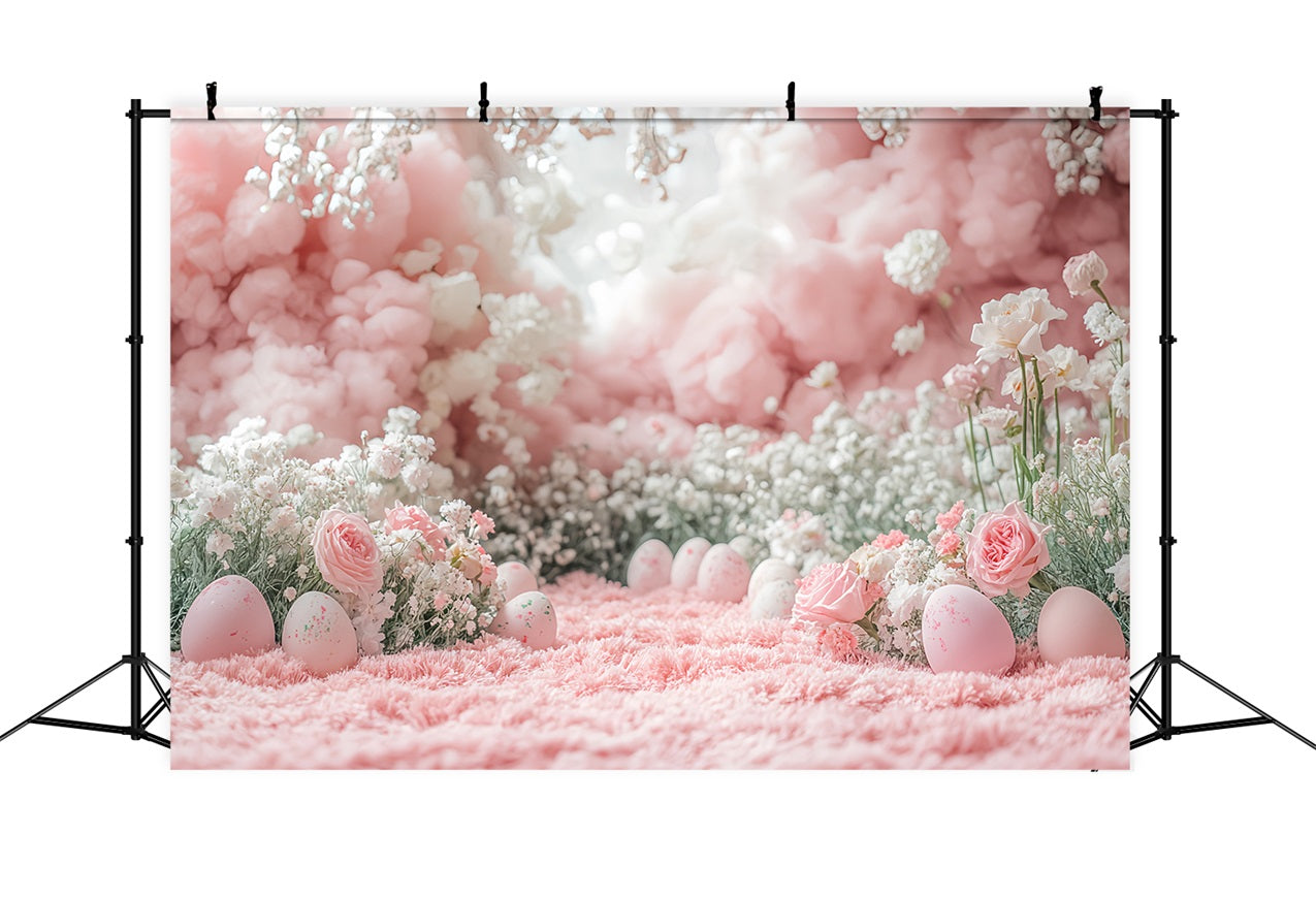 Ostern Fotohintergrund Rosa Wolkenblüten Ei Hintergrund BRP12-747