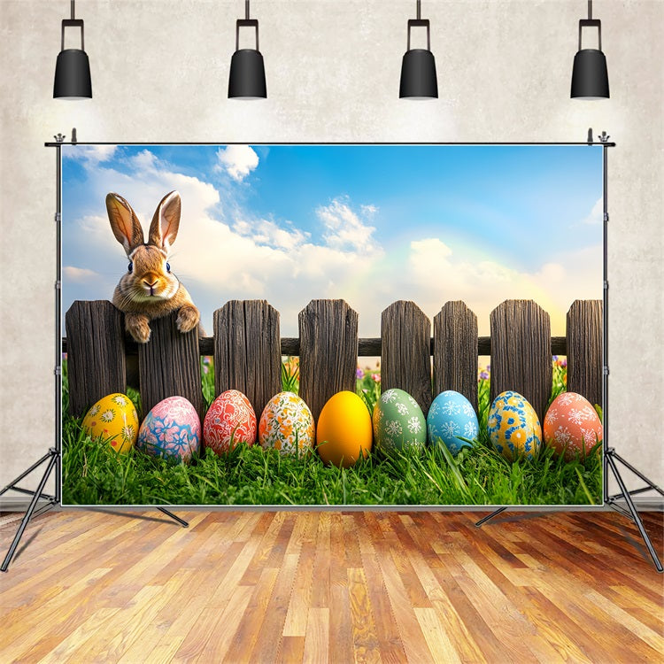 Ostern Fotoshooting Backdrop Holzzaun Hasen Ei Backdrop BRP12-756