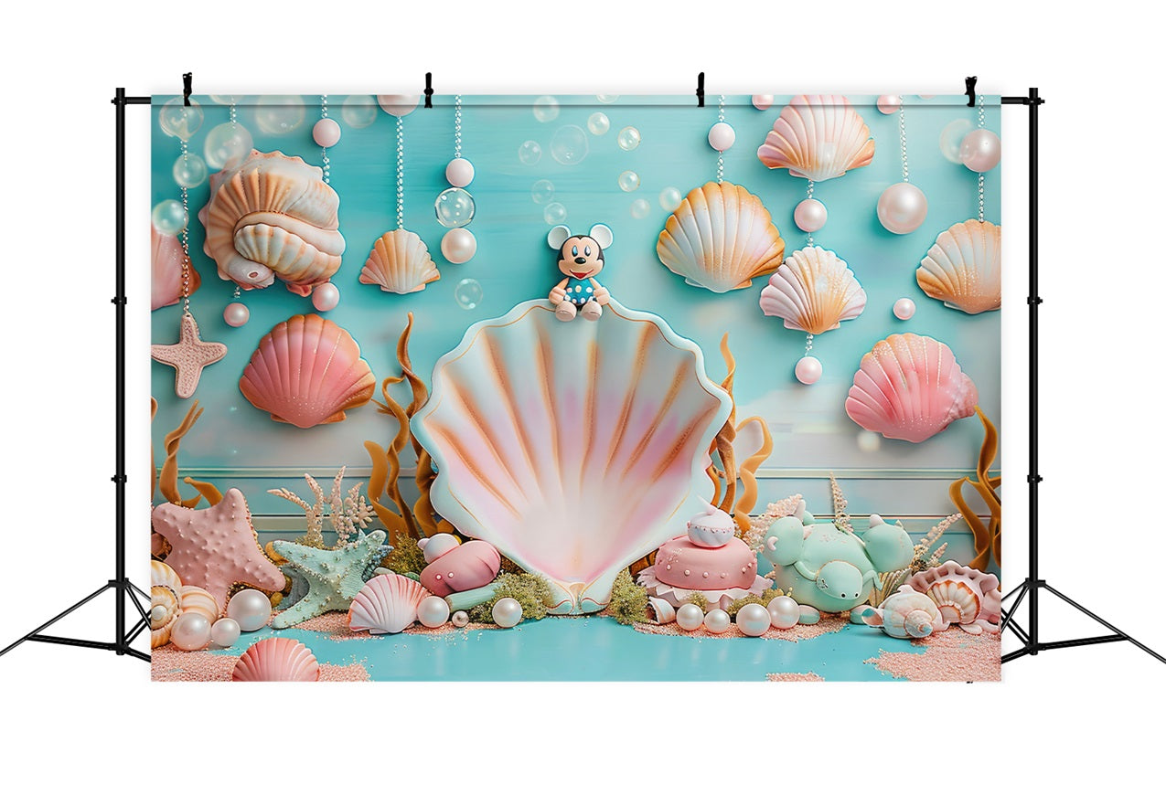 Meerjungfrau Party Backdrop Oceanic Mickey Muschel Dekor Backdrop BRP12-81