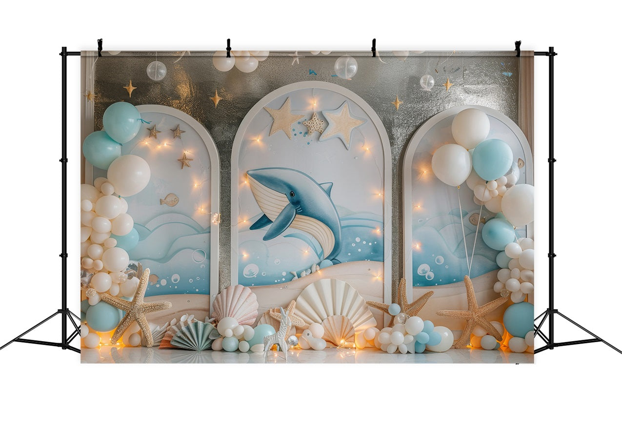 Meerjungfrau Party Backdrops Ozeanischer Wal Fantasie Ballon Backdrop BRP12-88