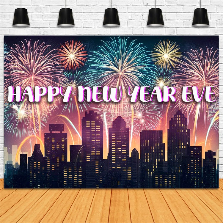 Silvester Fotohintergrund Stadtbild Feuerwerk Hintergrund BRP12-99