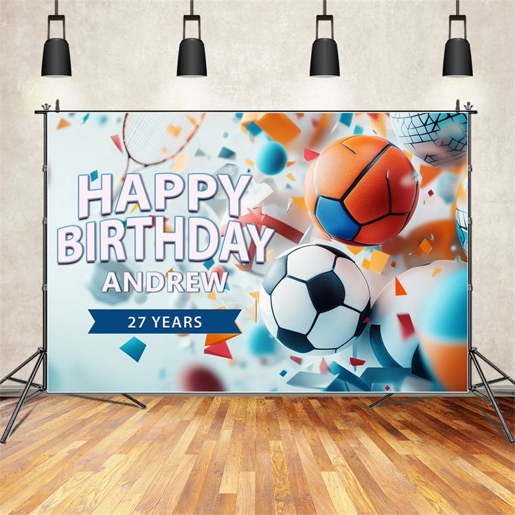 Benutzerdefinierte Backdrops für Geburtstage Sports Mania Celebration Backdrop BRP2-102