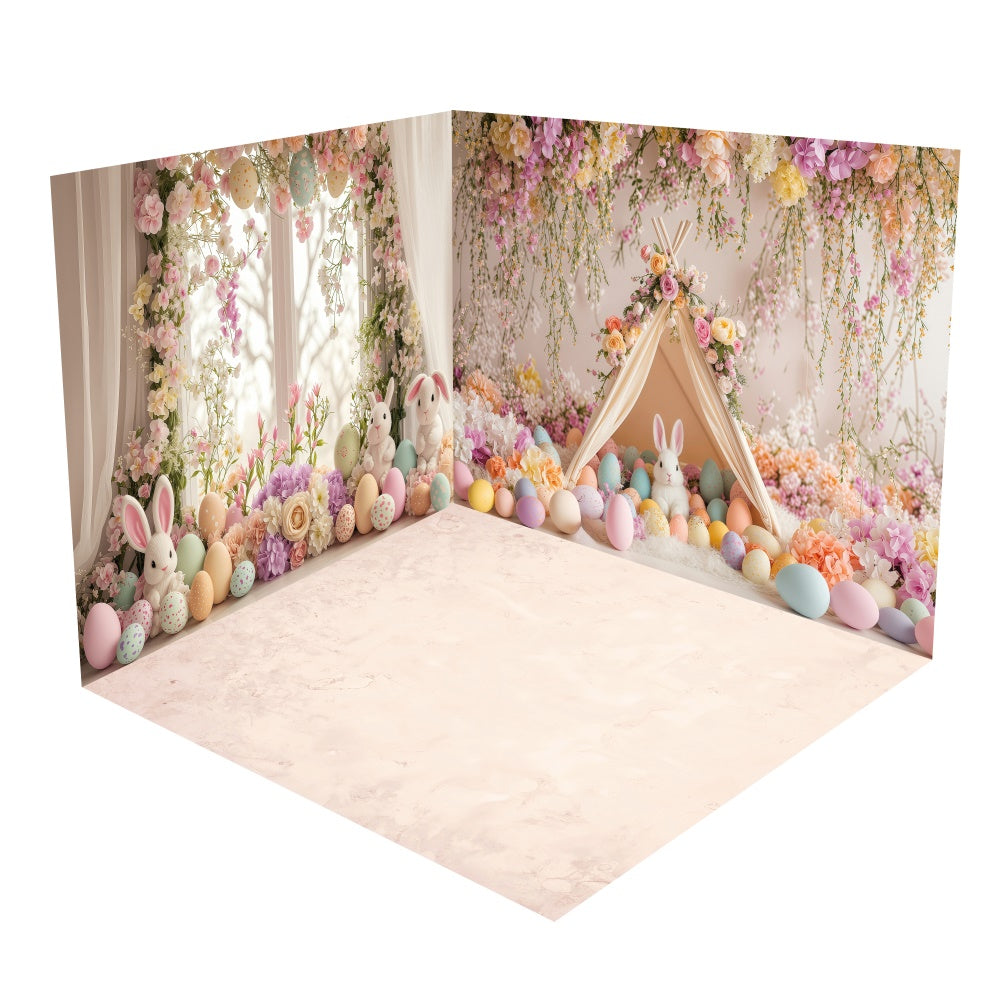 Vintage Bunny Tent Pastell Ostern Backdrop Zimmerset BRP2-18