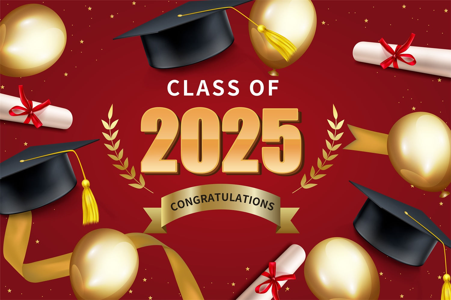 Graduation Bild Hintergrund Glänzende Ballon Rot Graduation Party Backdrop BRP2-251