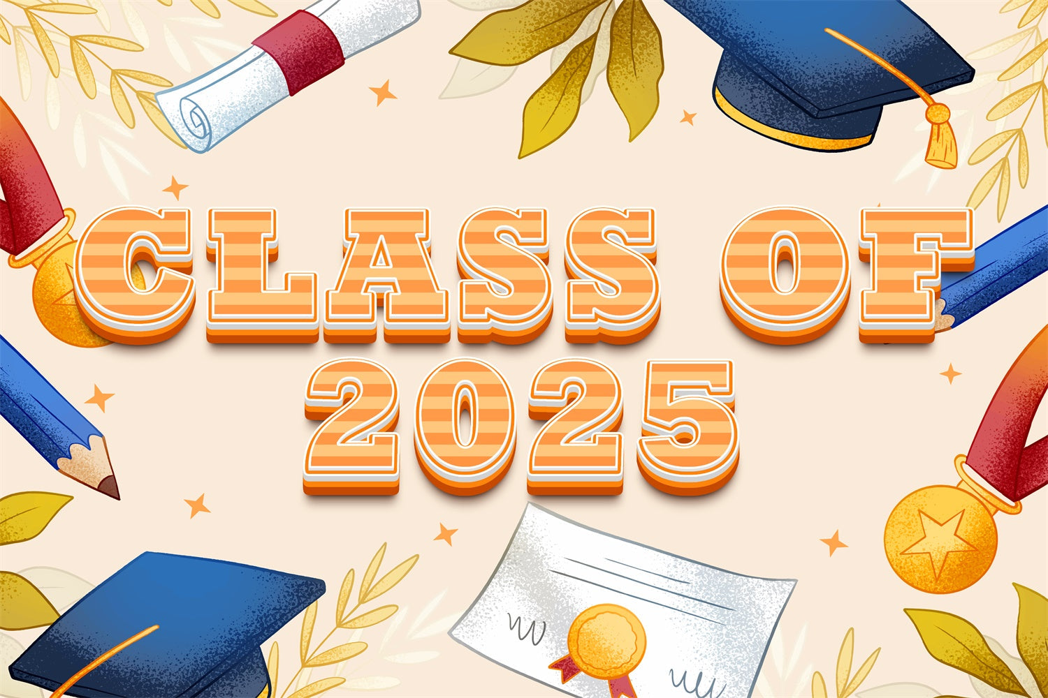 Graduation Fotohintergrund Ideen Vintage-Stil 2025 Graduation Party Hintergrund BRP2-260