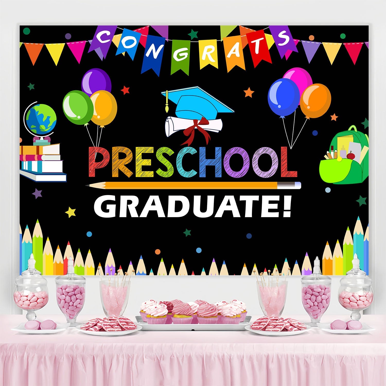 2025 Graduation Backdrop Fröhlich Vorschule Graduation Party Backdrop BRP2-262