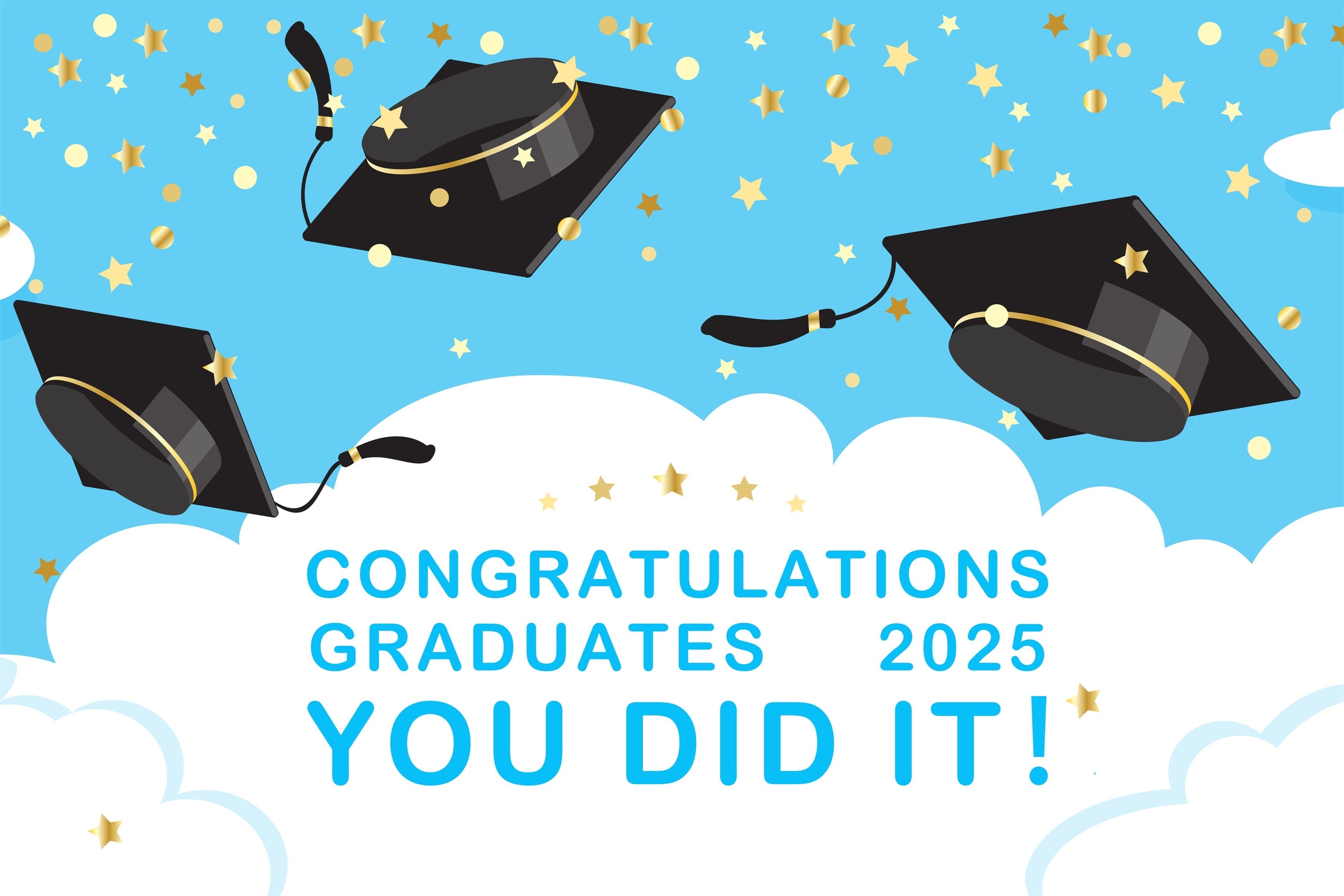 Backdrops Graduation Schwebende Mützen Blau Graduation Party Backdrop BRP2-265