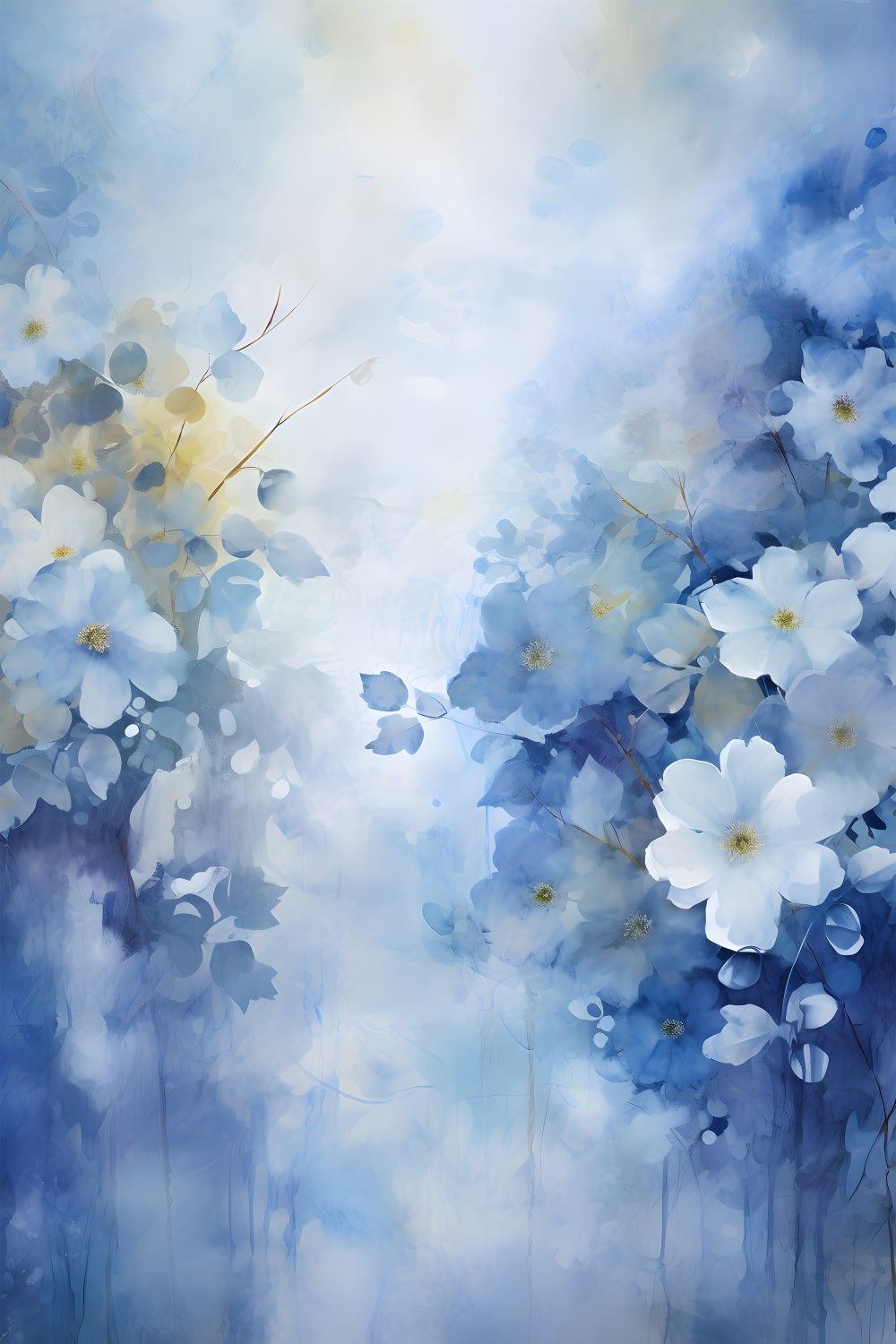 Floral Backdrops Fotografie Tranquil Blue Blossom Mist Backdrop BRP2-67