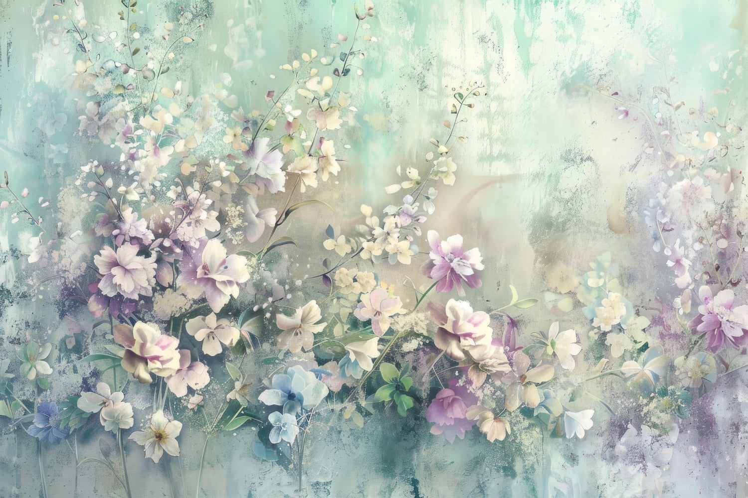 Blumen Fotohintergrund Weiche Aquarellblüten Verträumte Kulisse BRP2-72