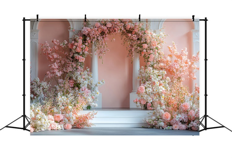 Blume Fotohintergrund Verträumt Rosa Blumenbogen Hintergrund BRP2-74