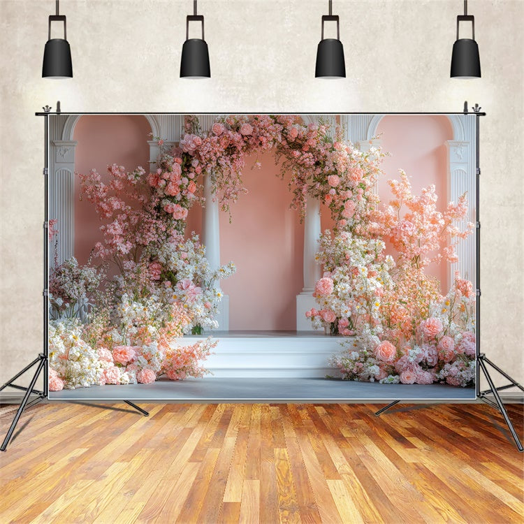 Blume Fotohintergrund Verträumt Rosa Blumenbogen Hintergrund BRP2-74