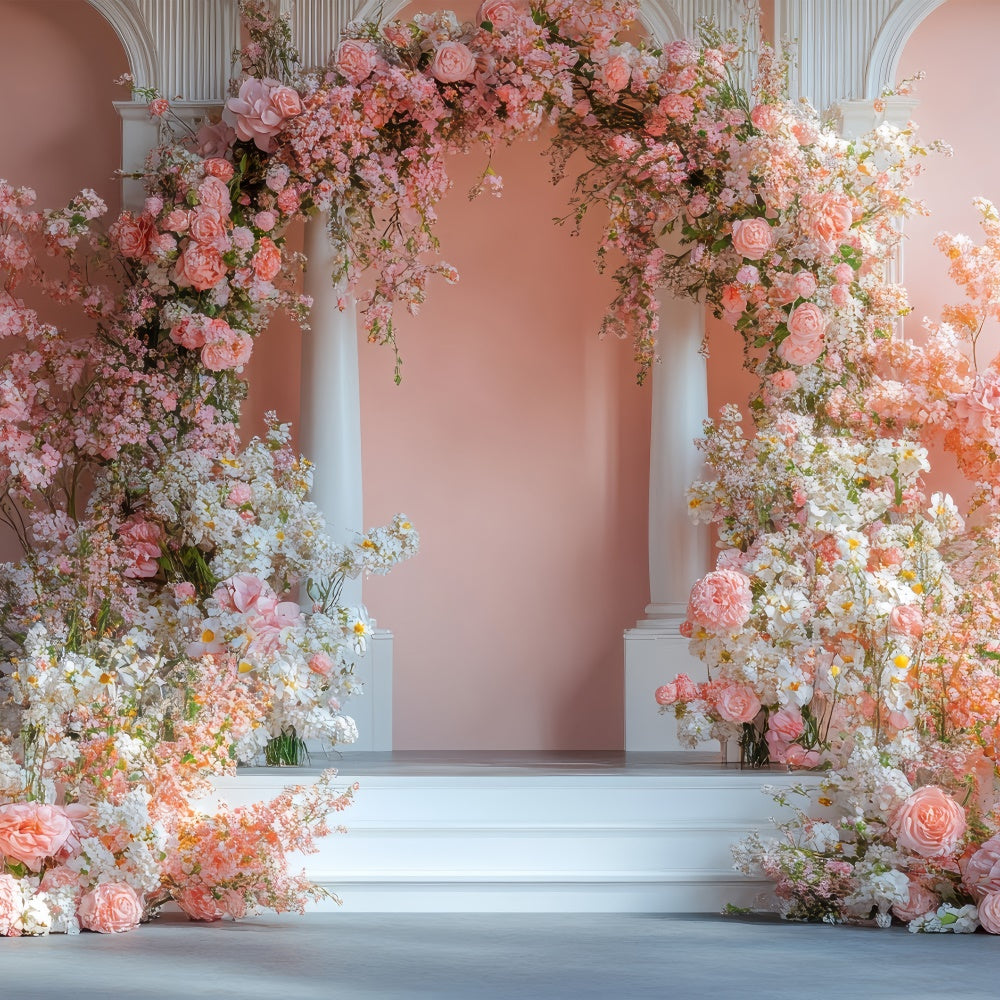 Blume Fotohintergrund Verträumt Rosa Blumenbogen Hintergrund BRP2-74