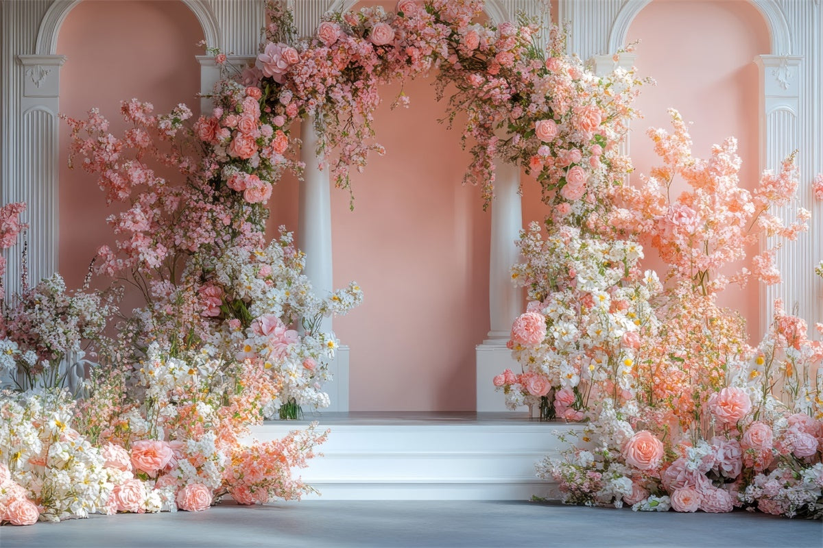 Blume Fotohintergrund Verträumt Rosa Blumenbogen Hintergrund BRP2-74