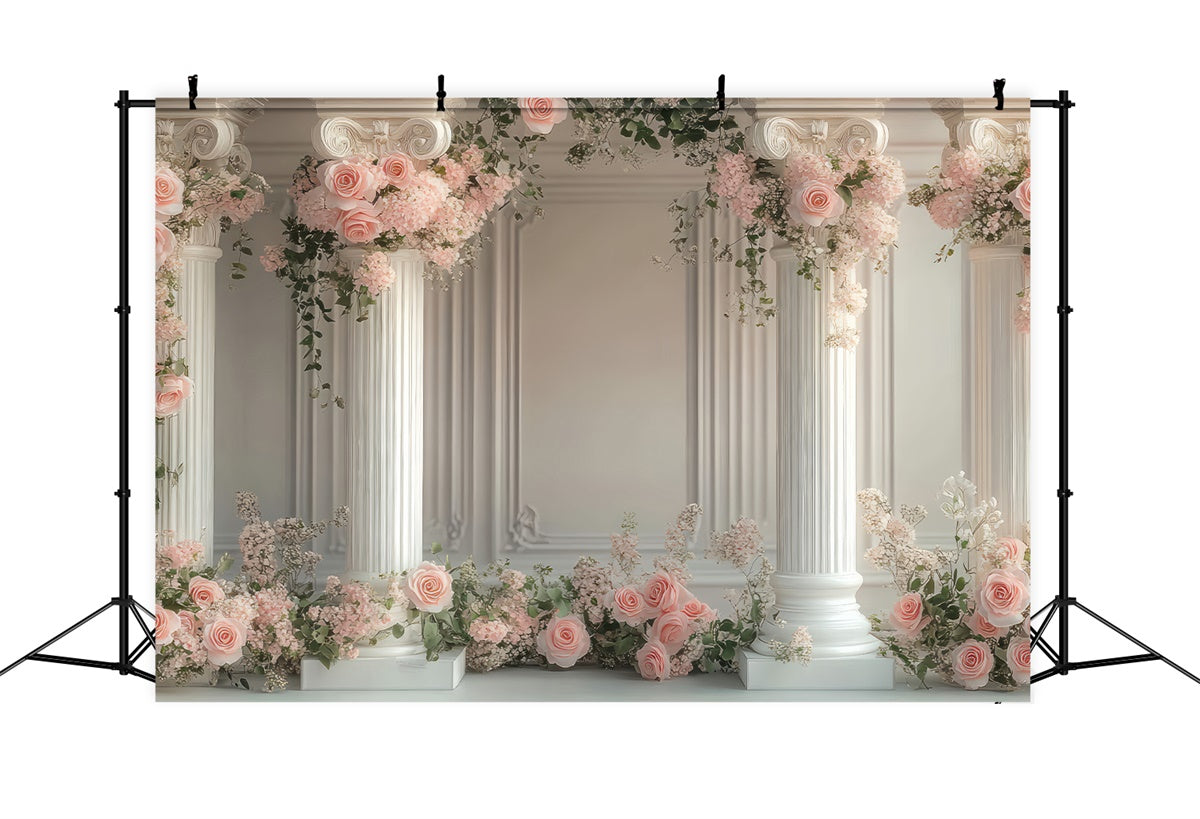 Blume Fotohintergrund Elegante Weiße Säule Blumenkulisse BRP2-77
