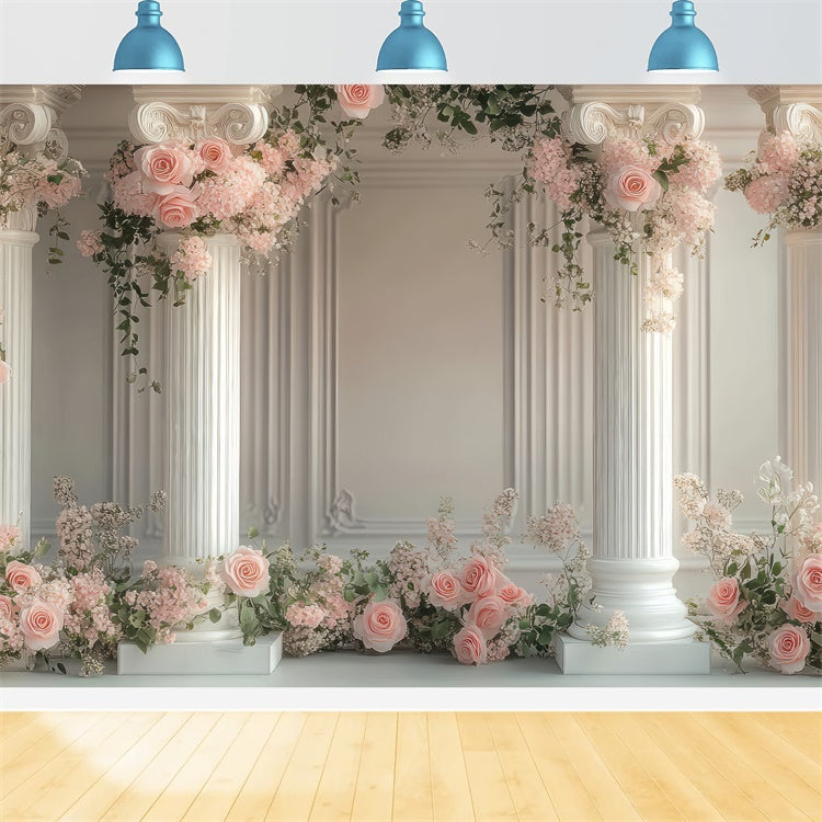 Blume Fotohintergrund Elegante Weiße Säule Blumenkulisse BRP2-77