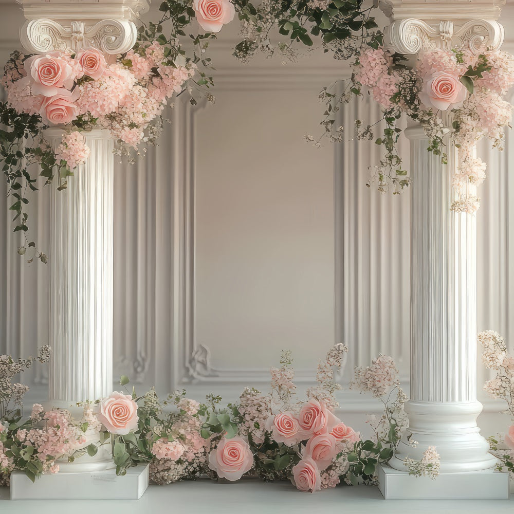 Blume Fotohintergrund Elegante Weiße Säule Blumenkulisse BRP2-77