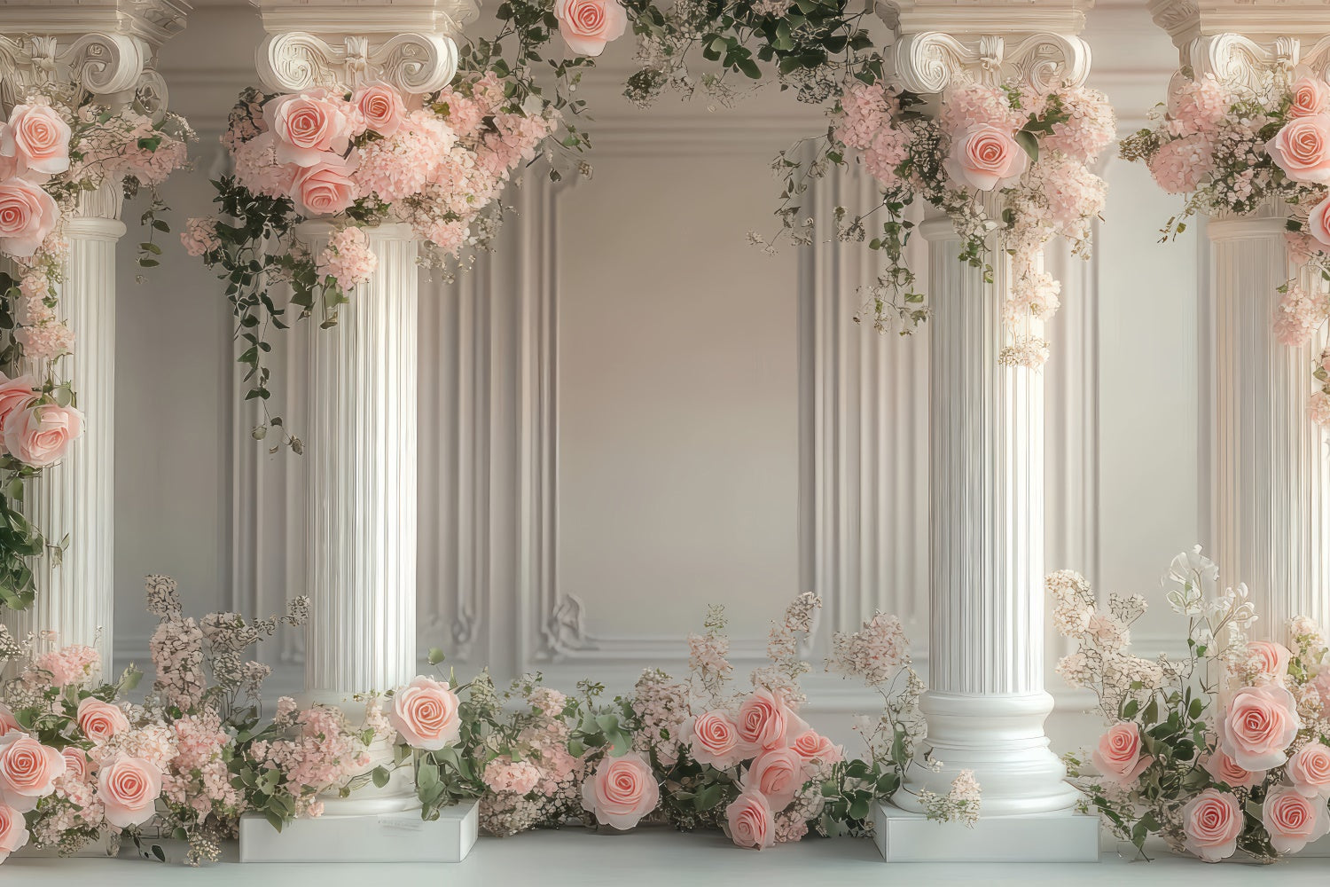 Blume Fotohintergrund Elegante Weiße Säule Blumenkulisse BRP2-77