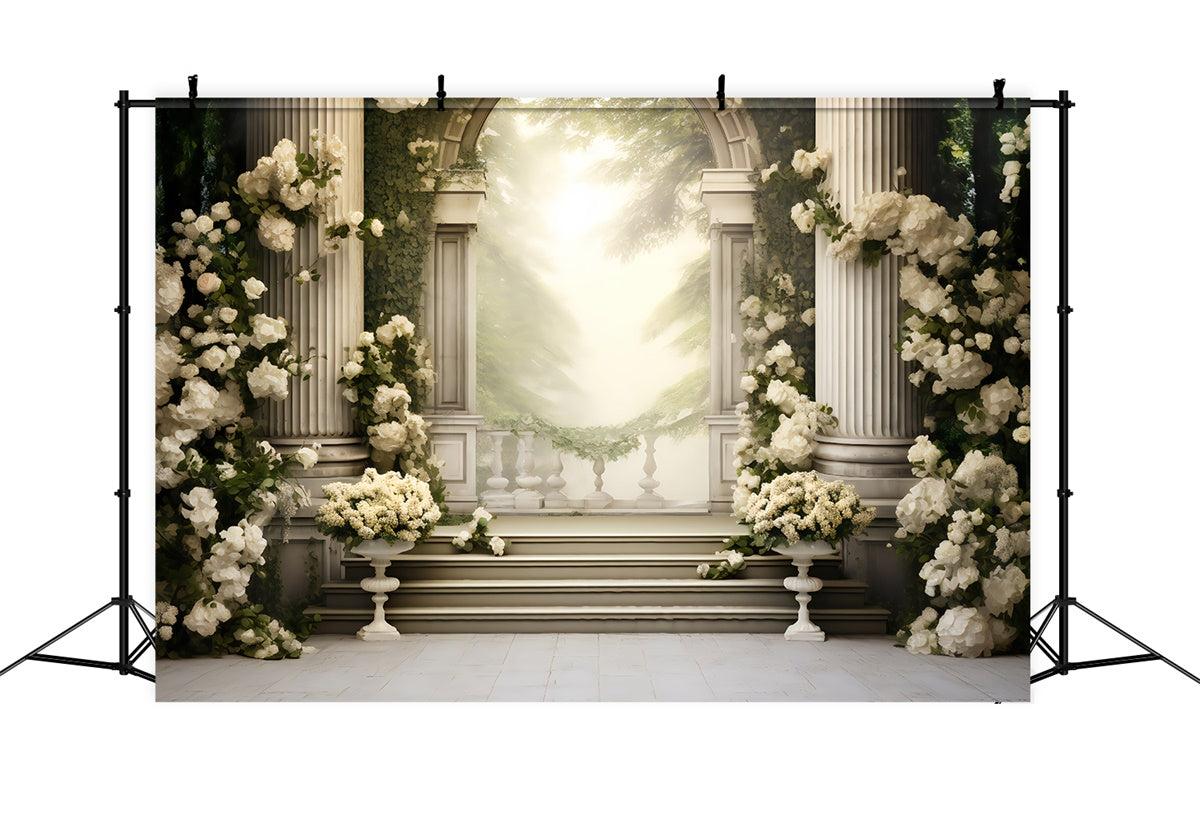 Floraler Fotohintergrund Enchanted White Floral Garden Backdrop BRP2-83