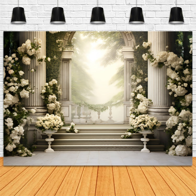 Floraler Fotohintergrund Enchanted White Floral Garden Backdrop BRP2-83