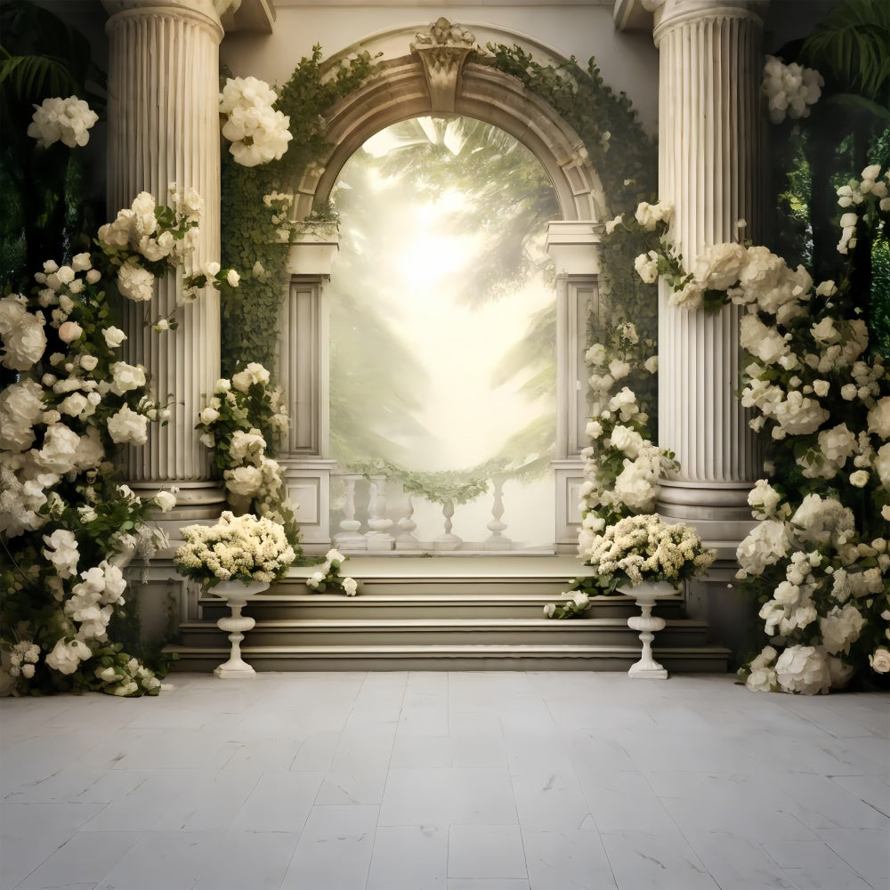 Floraler Fotohintergrund Enchanted White Floral Garden Backdrop BRP2-83