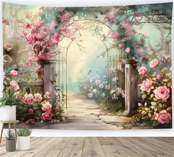 Blume Fotohintergrund Verträumte Rose Garten Weg Hintergrund BRP2-88