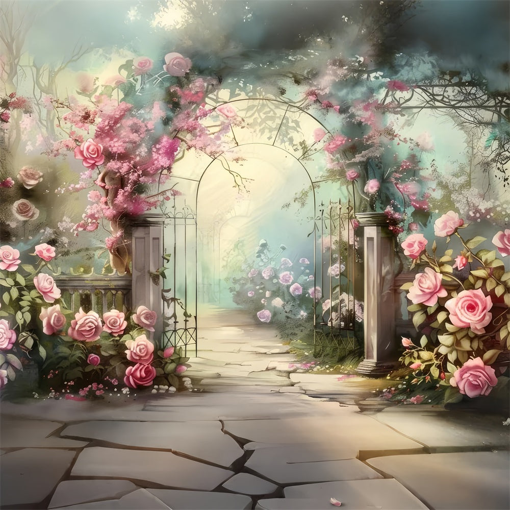 Blume Fotohintergrund Verträumte Rose Garten Weg Hintergrund BRP2-88