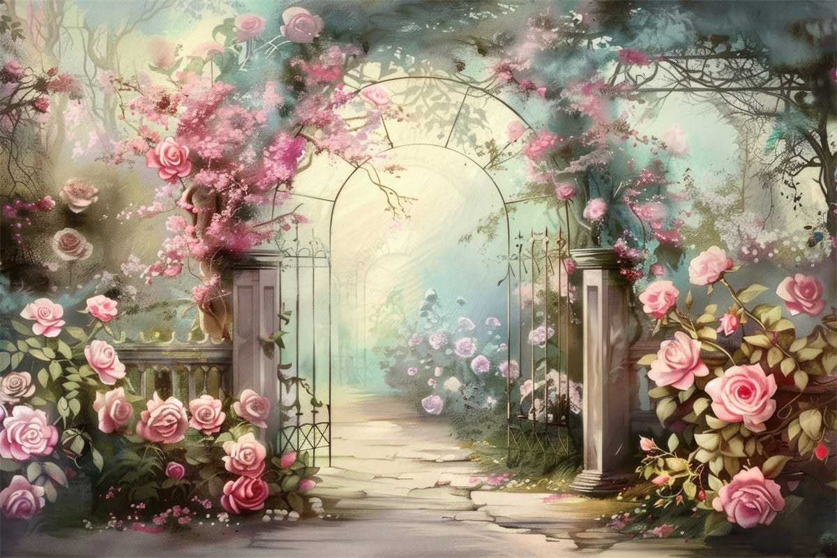 Blume Fotohintergrund Verträumte Rose Garten Weg Hintergrund BRP2-88