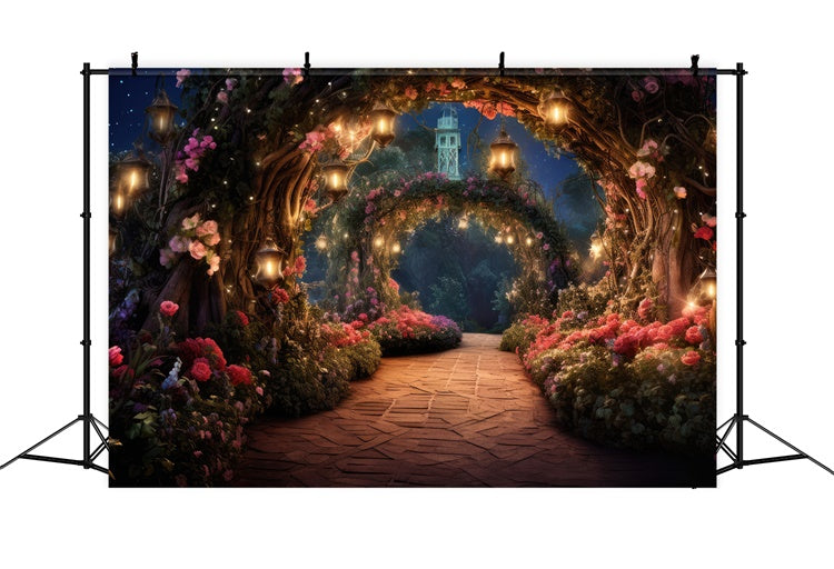 Blumenhintergrund Verträumte Blumen Tunnel Laterne Hintergrund BRP2-89