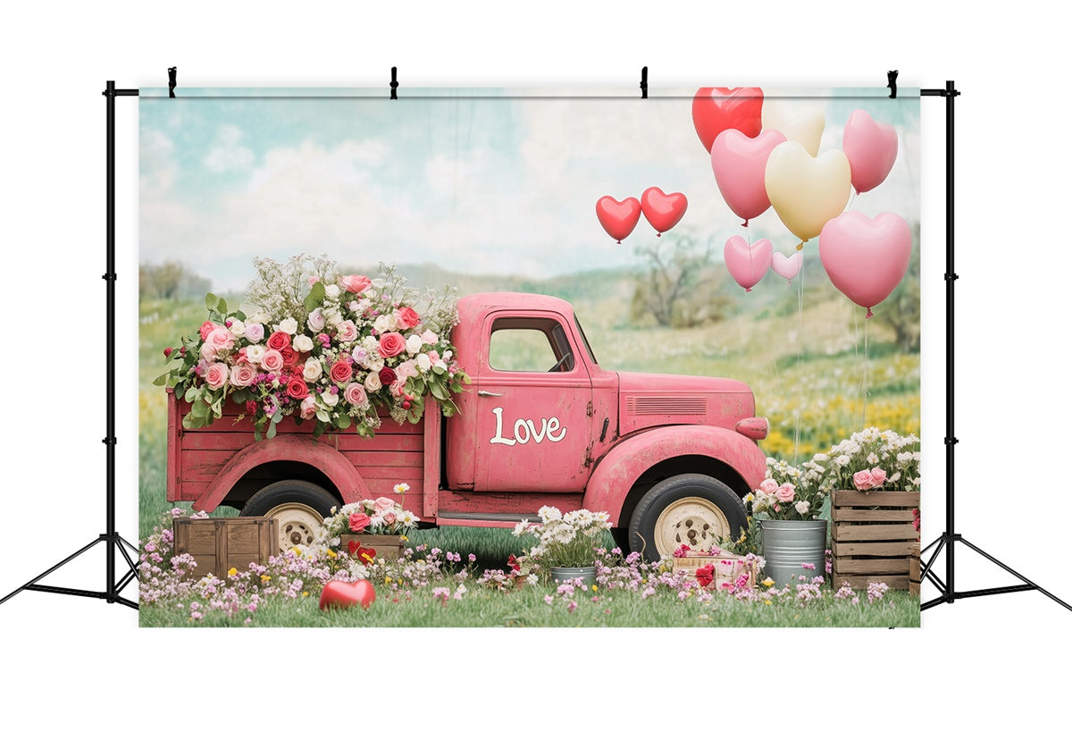 Blumenfoto-Hintergrund Vintage Truck Rose Ballon-Hintergrund BRP2-96