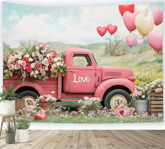 Blumenfoto-Hintergrund Vintage Truck Rose Ballon-Hintergrund BRP2-96