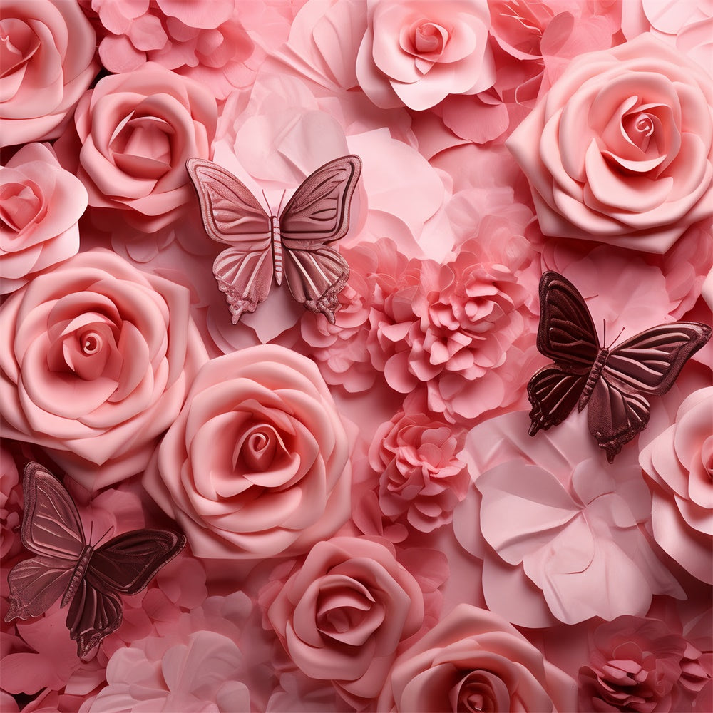 Floral Fotografie Backdrops Soft Pink Rose Schmetterling Backdrop BRP2-99