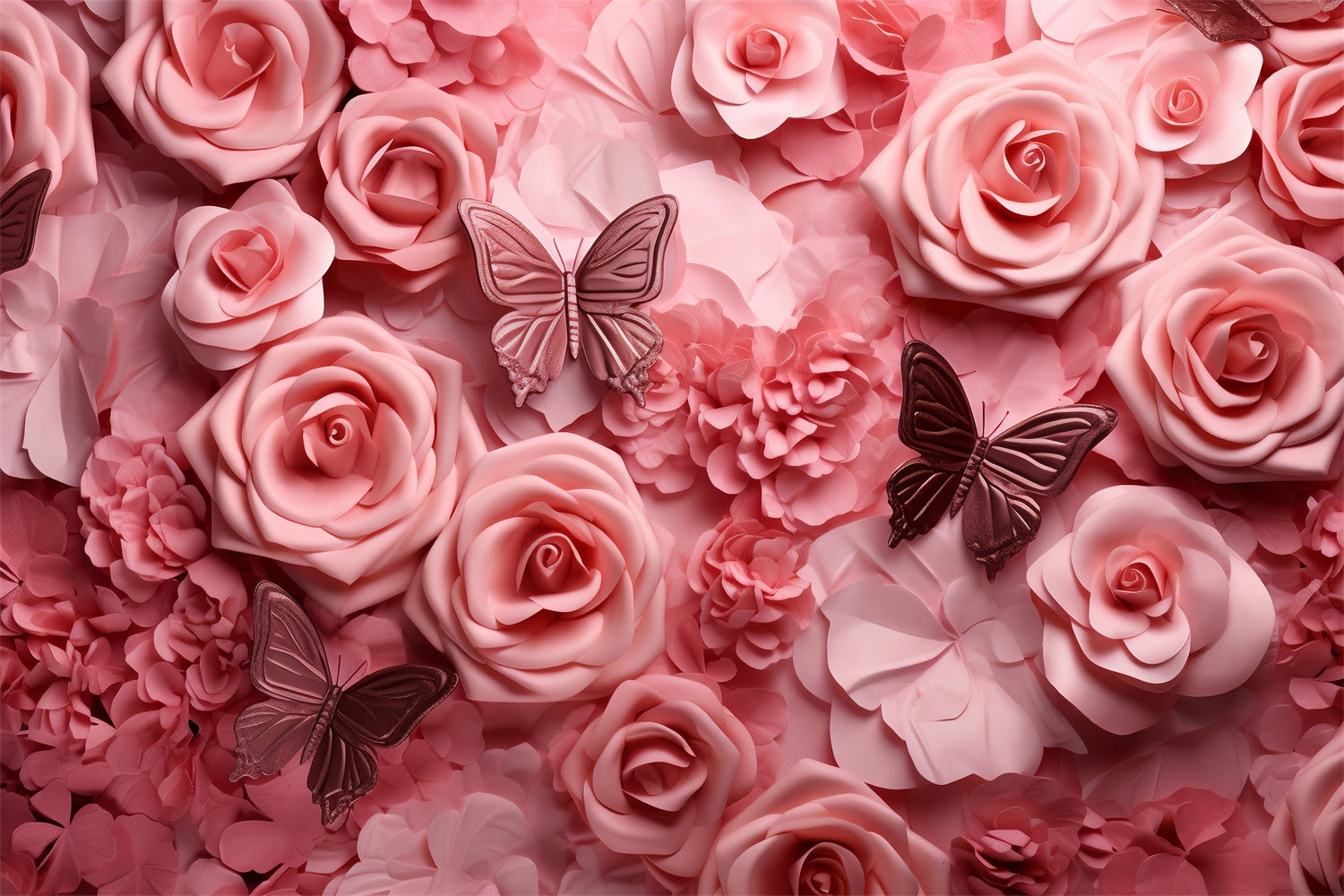 Floral Fotografie Backdrops Soft Pink Rose Schmetterling Backdrop BRP2-99