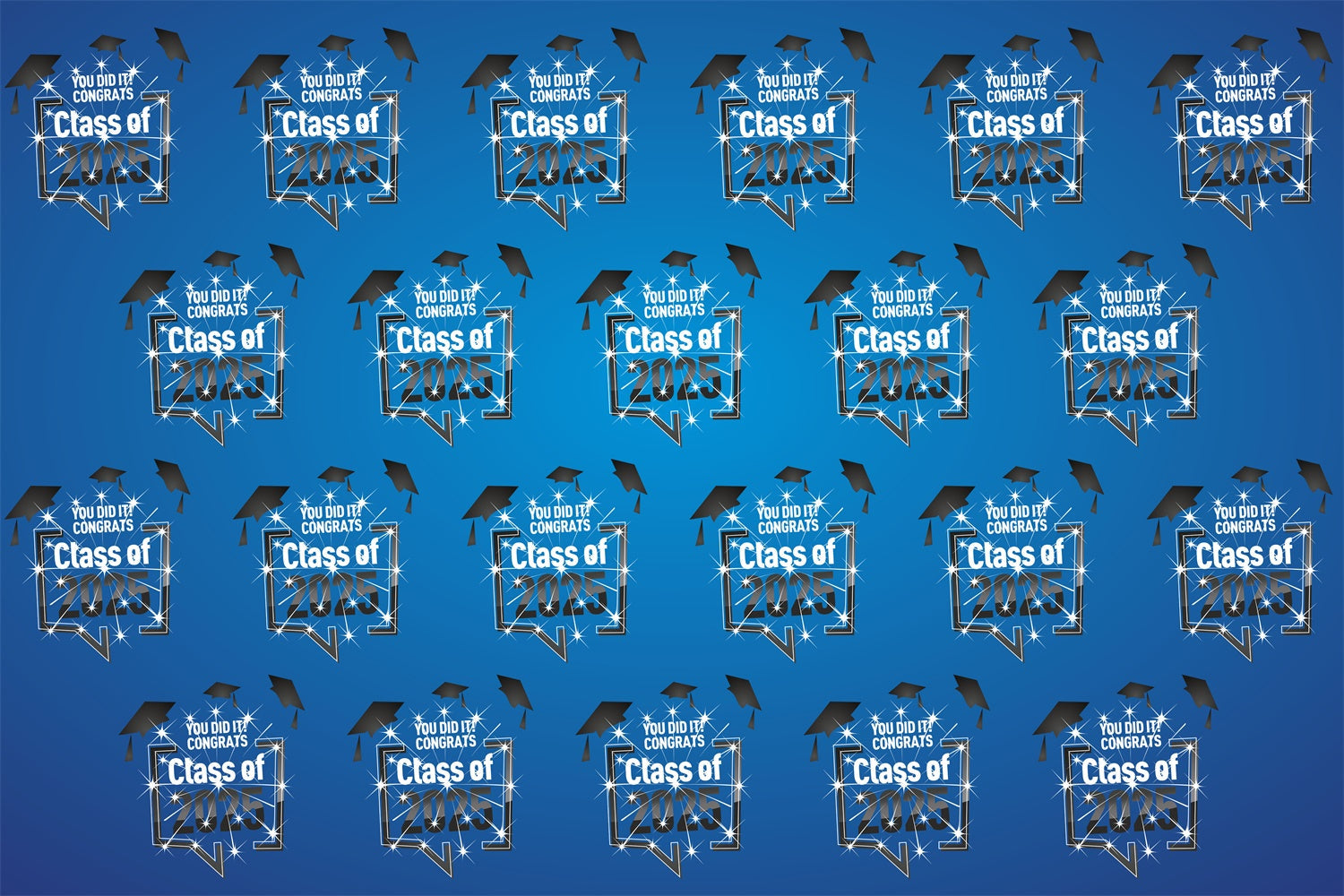 Personalisierte Graduation Backdrop Dazzling Cap Blau Graduation Party Backdrop BRP3-17