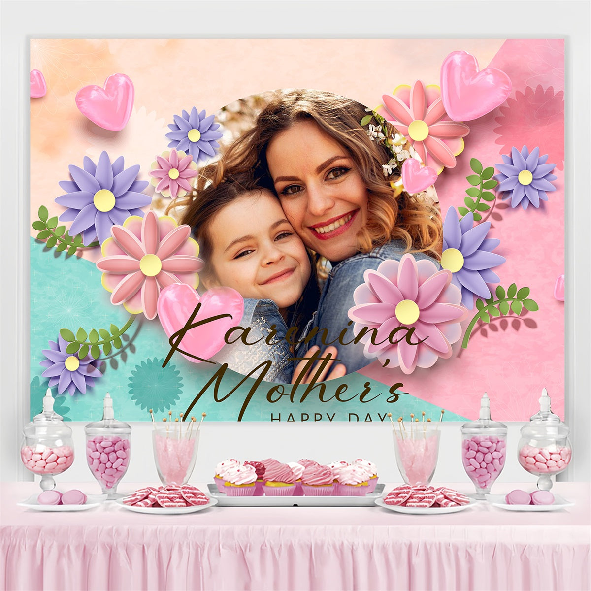 Backdrops für Muttertag Sweet Floral Celebration Personalisierte Backdrop BRP3-171