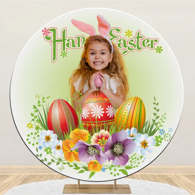 Backdrops Ostereierjagd Blumen Individuelle Runde Backdrop BRP3-189